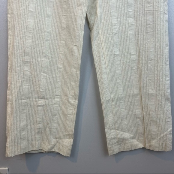 NWT Zara Cream Lightweight Straight Leg Striped Casual Trouser Pants Medium - Picture 6 of 8